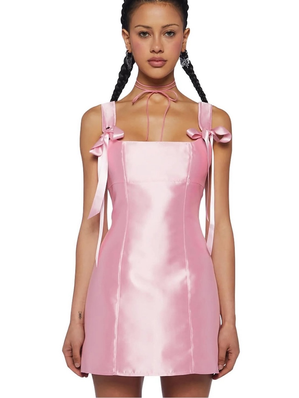 Dolls Kill Pink Bow Mini Dress